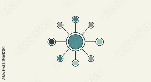 Centralized Network Diagram with Circles and Lines.