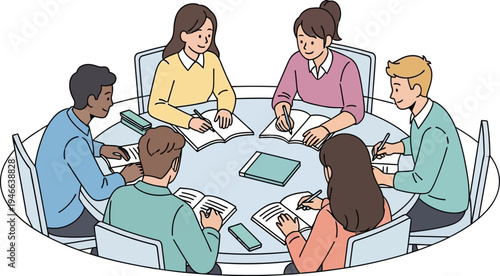 Team roundtable discussion vector