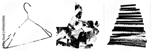 Wire hanger for garments, wardrobe accessory, clothing support, apparel organizer, minimalist fashion storage, garment holder, rack component.