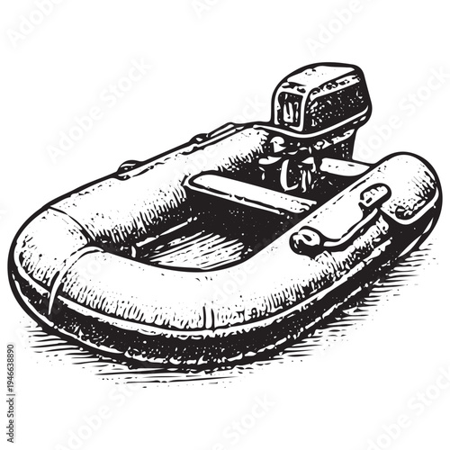 Inflatable Rescue Boat Illustration Maritime Emergency Lifesaving Watercraft