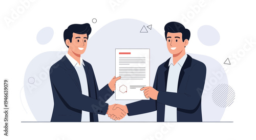 Businessmen shaking hands over contract agreement, partnership deal, successful negotiation