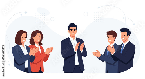 Team Applauding Success: Business People Celebrating Achievement Together