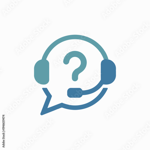 Help desk icon with question mark and speech bubble for support and assistance