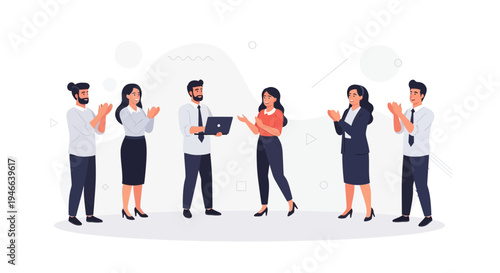 Business team applauding success, celebrating achievement, teamwork, collaboration, presentation