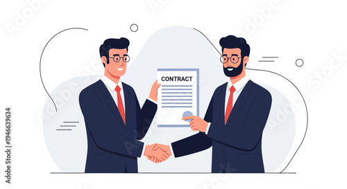 Businessmen shaking hands over contract agreement, partnership deal, successful negotiation
