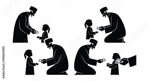 A group of people exchanging money during hari raya celebrations