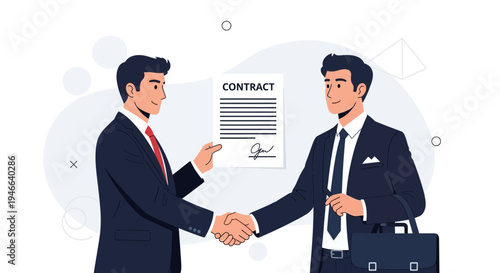 Businessmen shaking hands over a contract, agreement, partnership, deal, success