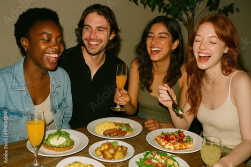 Friends enjoying brunch together.