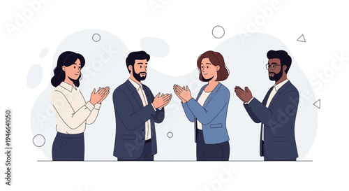 Diverse business team applauding, celebrating success, teamwork, and achievement