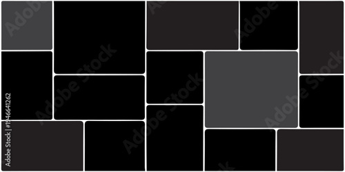 Modern Abstract Geometric Pattern Background with Dark Gray and Black Rectangular Tiles. Creative vector Template Collage. Frames for photo