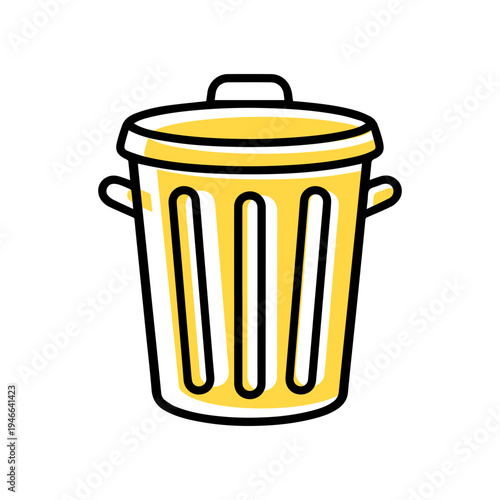 arbage and Waste Management Icon with Yellow Accent