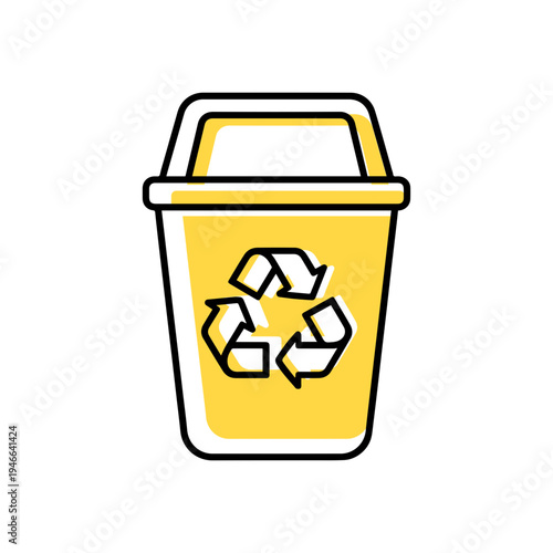 arbage and Waste Management Icon with Yellow Accent