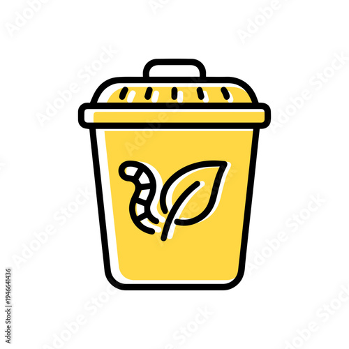 arbage and Waste Management Icon with Yellow Accent