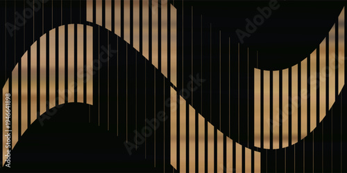 Luxury gala invitation card background vector. Golden elegant geometric shape, gold line pattern on green background. Premium design illustration for wedding and vip cover template, grand opening.