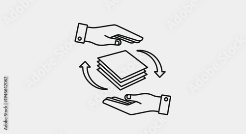 Paper Recycling Process Line Icon Sustainability and Eco Friendly Concept Vector Illustration