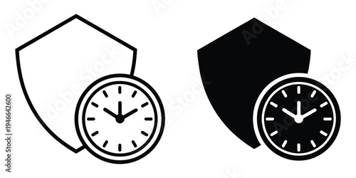 Long term protection icon illustrations, pack of vector icons for UI UX design, security and safety symbols, digital interface elements