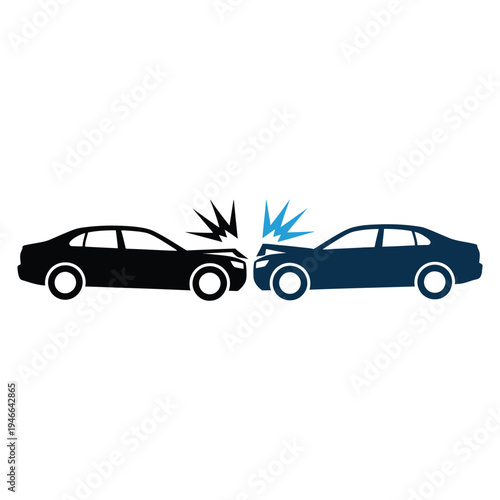 Car accident icon set, car crash vector icons, illustrating car collisions, wrecked vehicles, and accident scenarios, clean outline and flat style for digital apps, traffic alerts, and automotive safe