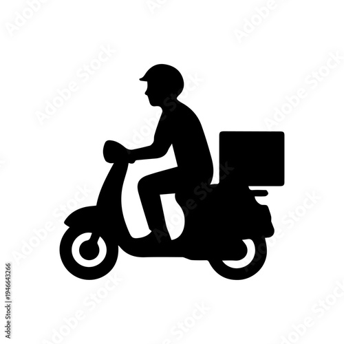 Courier riding delivery scooter providing express service