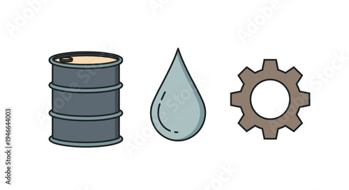 Oil Barrel Drop Gear Illustration Elements.