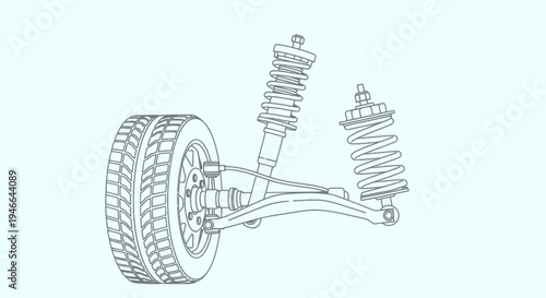 Car Suspension System Components Detailed Illustration.
