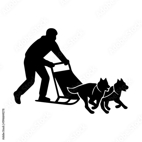 Mushers driving dog sled team racing competition