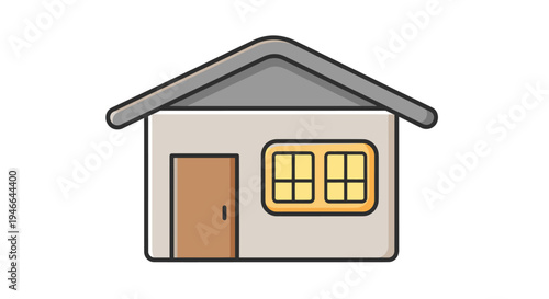 Simple House Illustration with Door and Window.