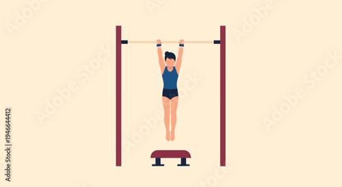Woman Performing Pull Up Exercise Outdoors.