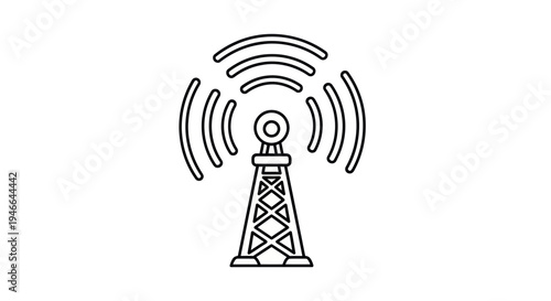 Telecommunication Tower with Signal Waves Emitted.