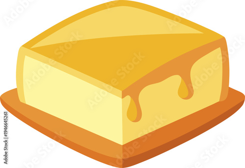 Slice with melting butter on top. ,white background
