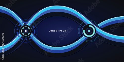 Futuristic Abstract Background with Glowing Blue Curves and Digital HUD Elements Creating a High Tech Cinematic Visual Concept for Modern Digital Designs