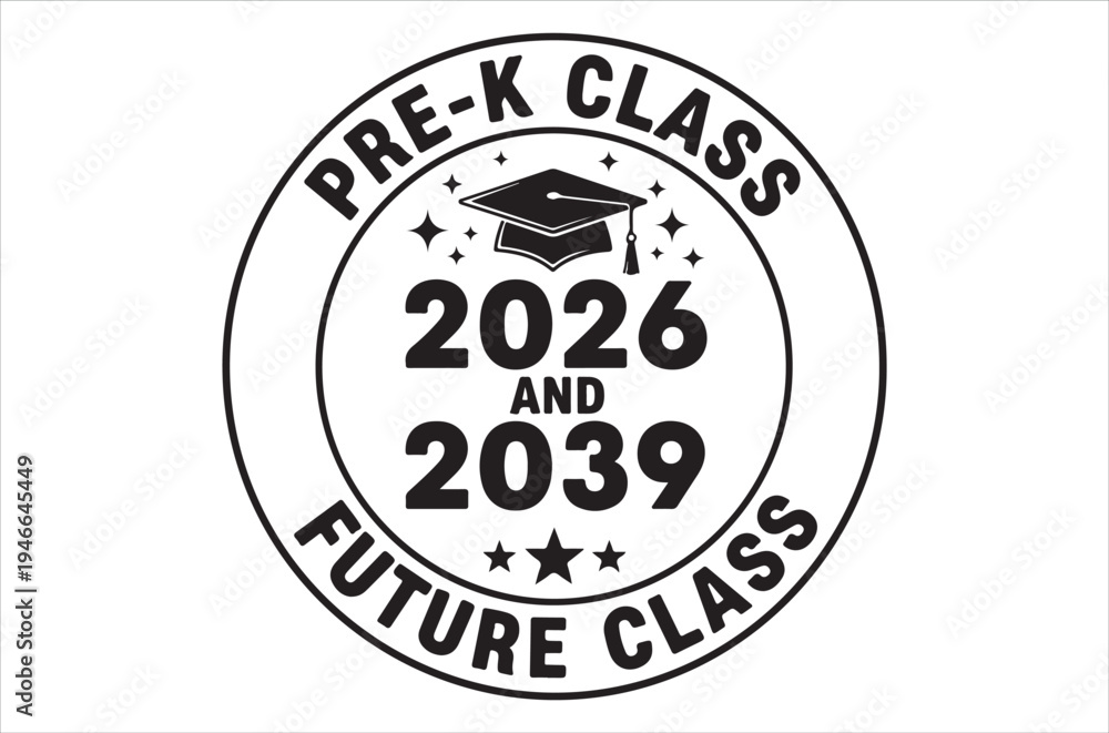 Fototapeta premium Circular graphic announcing pre k and future class graduation years
