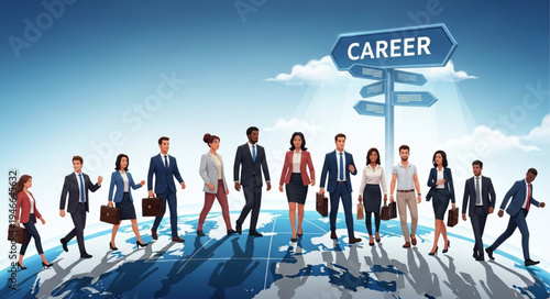 Business People Walking Together Career.