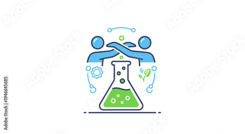 Science Laboratory Flask with Chemical Reaction Flat Vector Illustration for Chemistry Experiment Education Concept