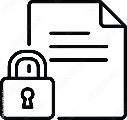 Secure document icon with lock symbol for protection and confidentiality