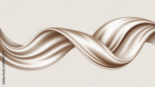 Elegant golden ribbon waves on beige background symbolizing luxury and celebration