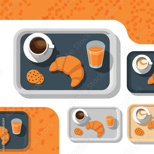 Continental Breakfast Trays with Coffee and Juice