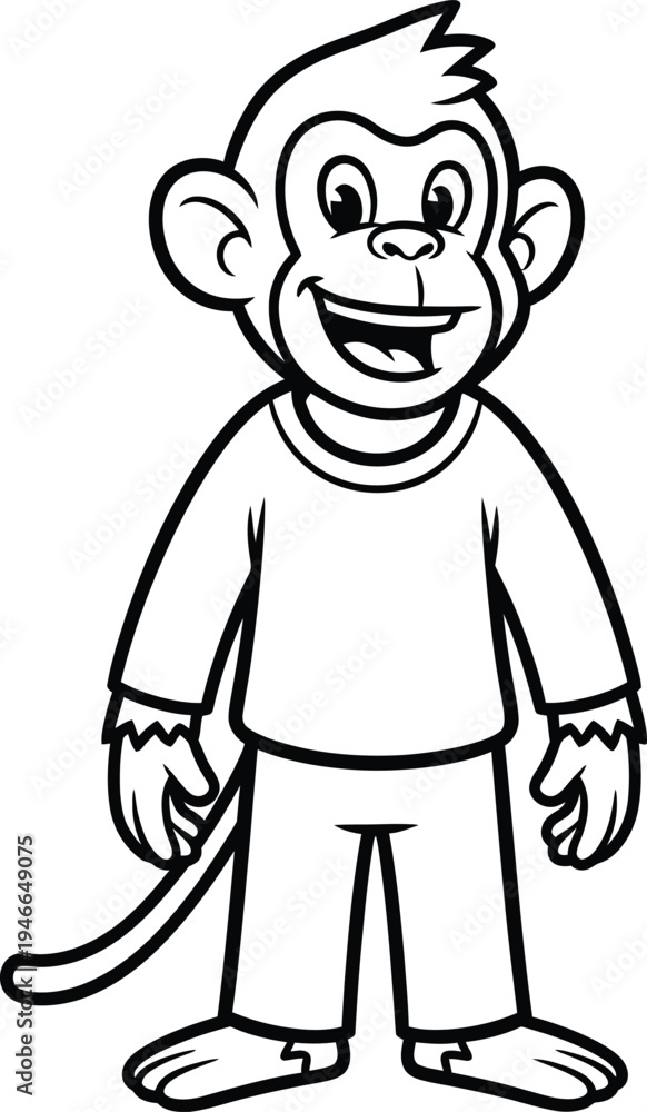 Fototapeta premium Smiling cartoon monkey in casual wear