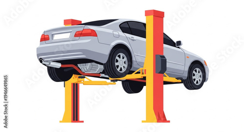 Car on a lift machine.