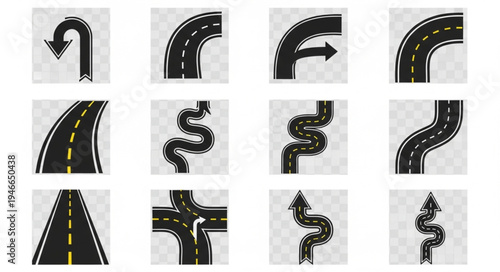 Collection of Road and Street Design Elements for Mapping and Navigation.