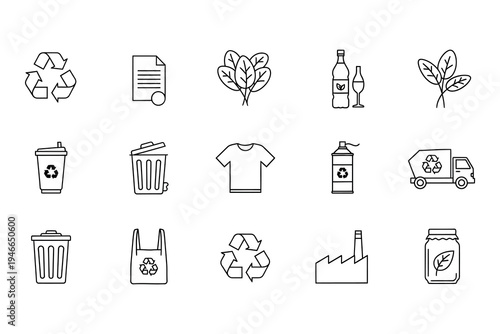 Collection of eco friendly and sustainable living icons