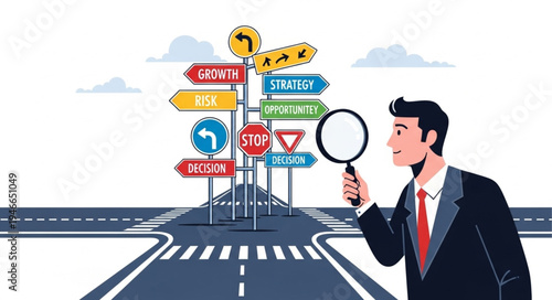 Businessman with Magnifying Glass.