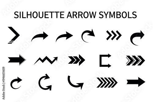 Collection of various black arrow symbols and icons in different directions