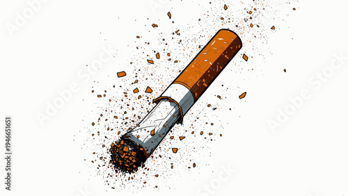 Crushed Cigarette Close Up vector illustration