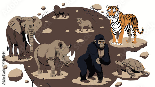 Extinct Animals Endangered Species Concept