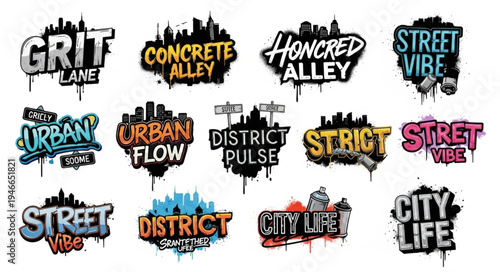 Urban Graffiti Logos Collection - Grit, Concrete, Honcred, Street Vibes  More.