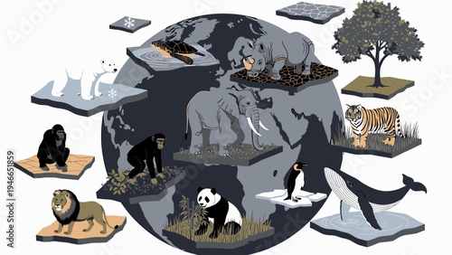 Wildlife Around The World Concept vector illustration