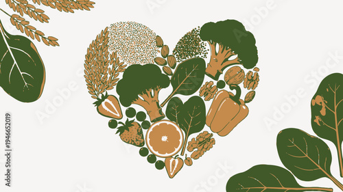 Heart Shape Made of Healthy Food
