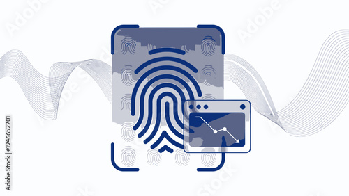 Digital Fingerprint with Financial Trend vector illustration