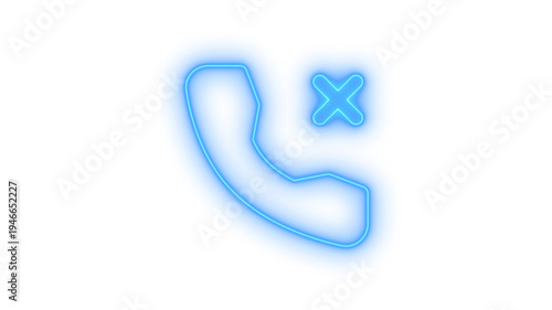 Obraz na plátně Glowing neon phone call end icon isolated on transparent background