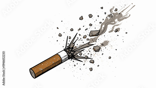 Exploding Cigarette Concept of Quitting Smoking vector illustration